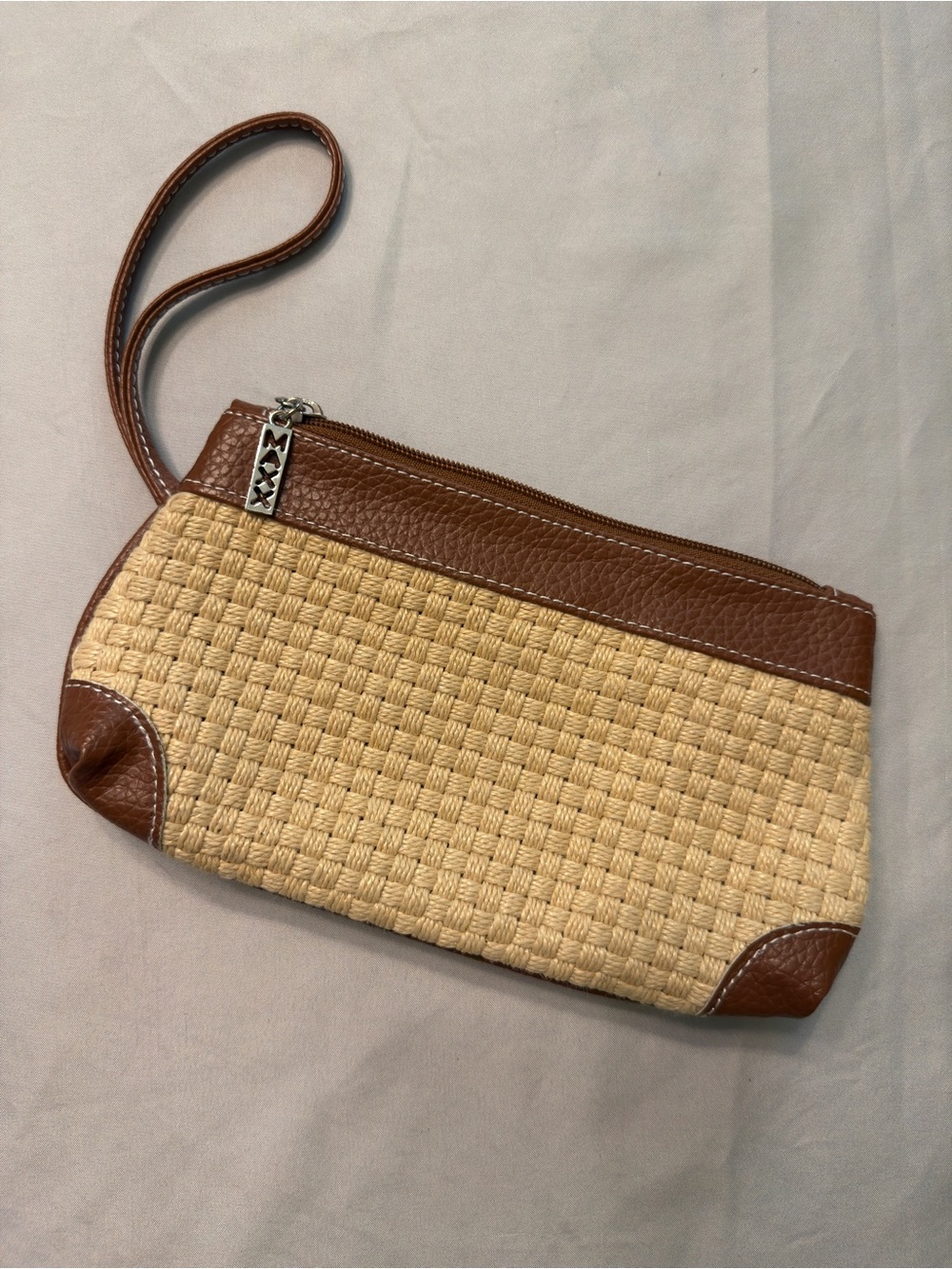 Maxx New York Woven Wristlet Clutch Tan Brown